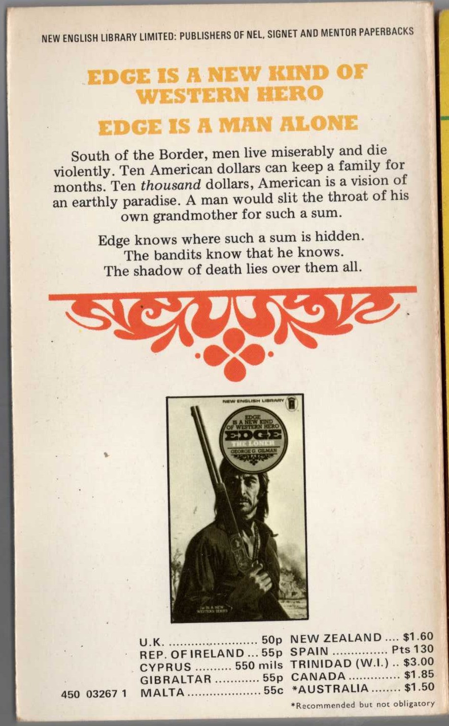 George G. Gilman  EDGE: TEN THOUSAND DOLLARS, AMERICAN magnified rear book cover image