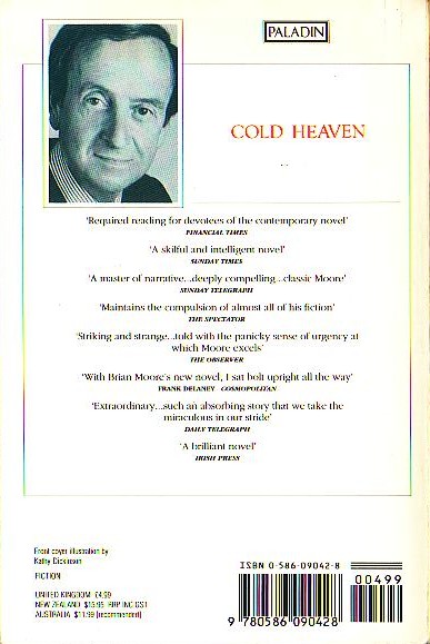 Brian Moore  COLD HEAVEN magnified rear book cover image