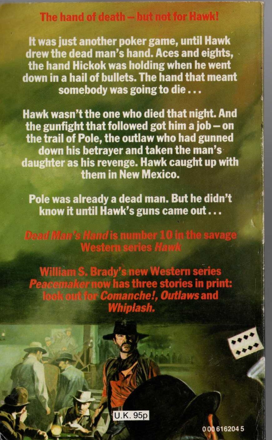 William S. Brady  HAWK 10: DEAD MAN'S HAND magnified rear book cover image
