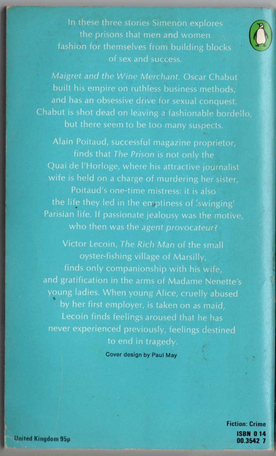 Georges Simenon  THE SIXTH SIMENON OMNIBUS: MAIGRET & THE WINE MERCHANT/ THE PRISON/ THE RICH MAN magnified rear book cover image