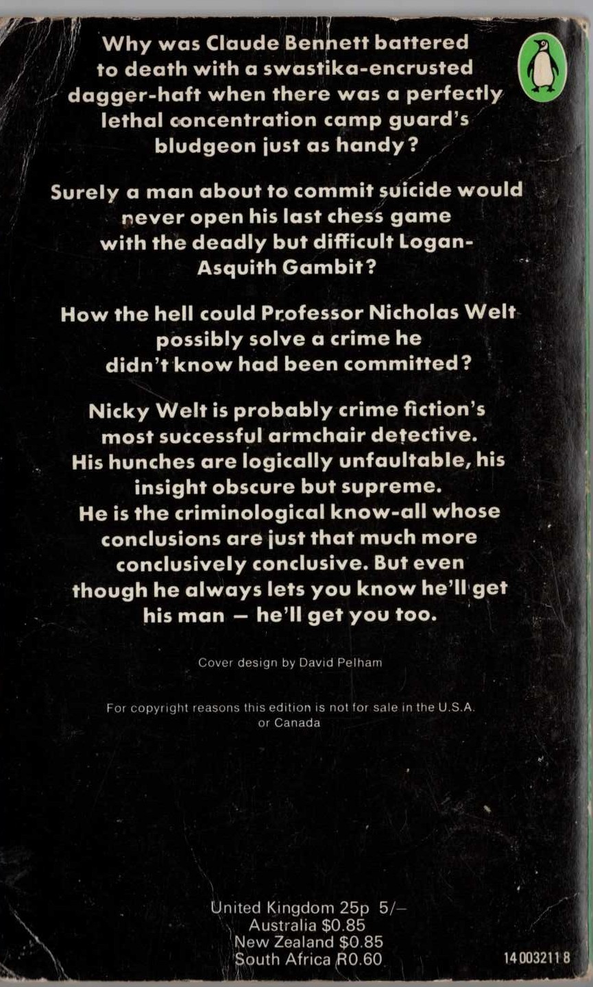 Harry Kemelman  THE NINE MILE WALK and other stories magnified rear book cover image