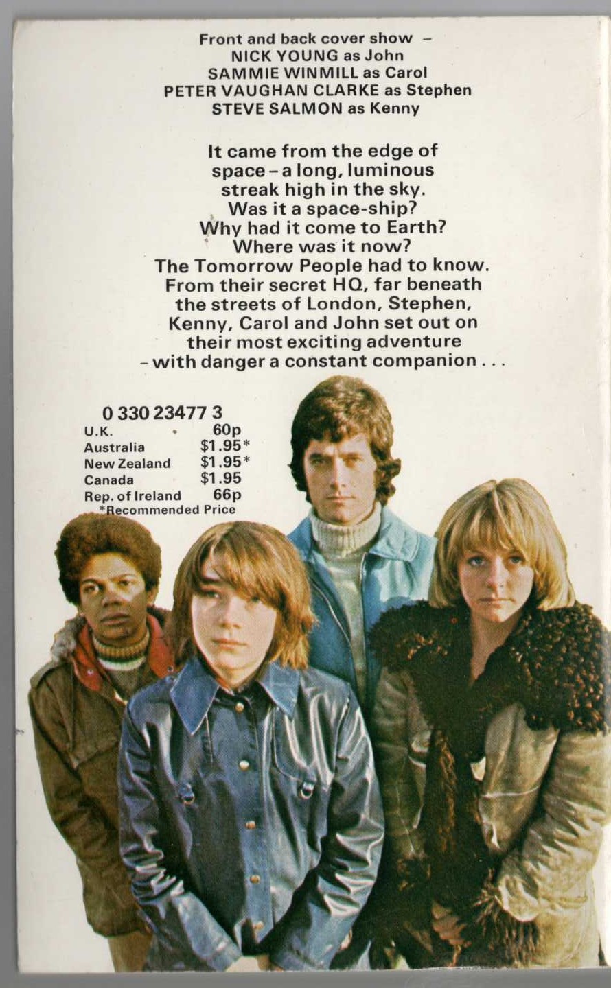 Roger Price  THE TOMORROW PEOPLE in: THE VISITOR magnified rear book cover image