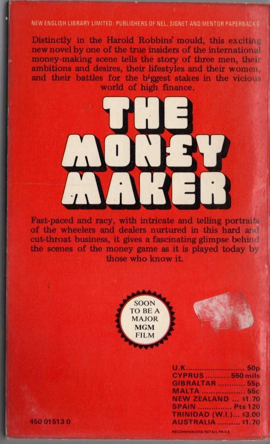 John J. McNamara  THE MONEY MAKER magnified rear book cover image