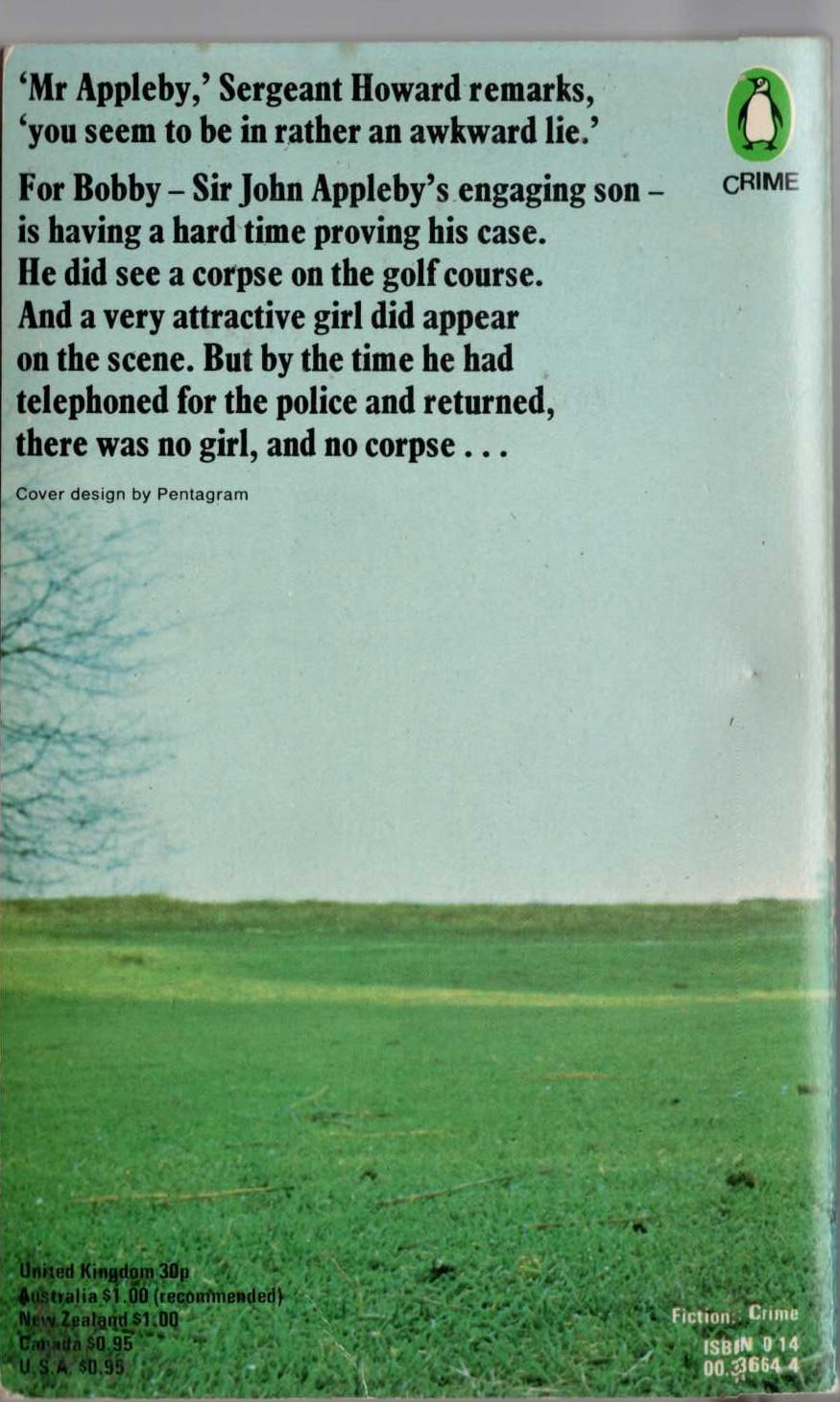 Michael Innes  AN AWKWARD LIE magnified rear book cover image