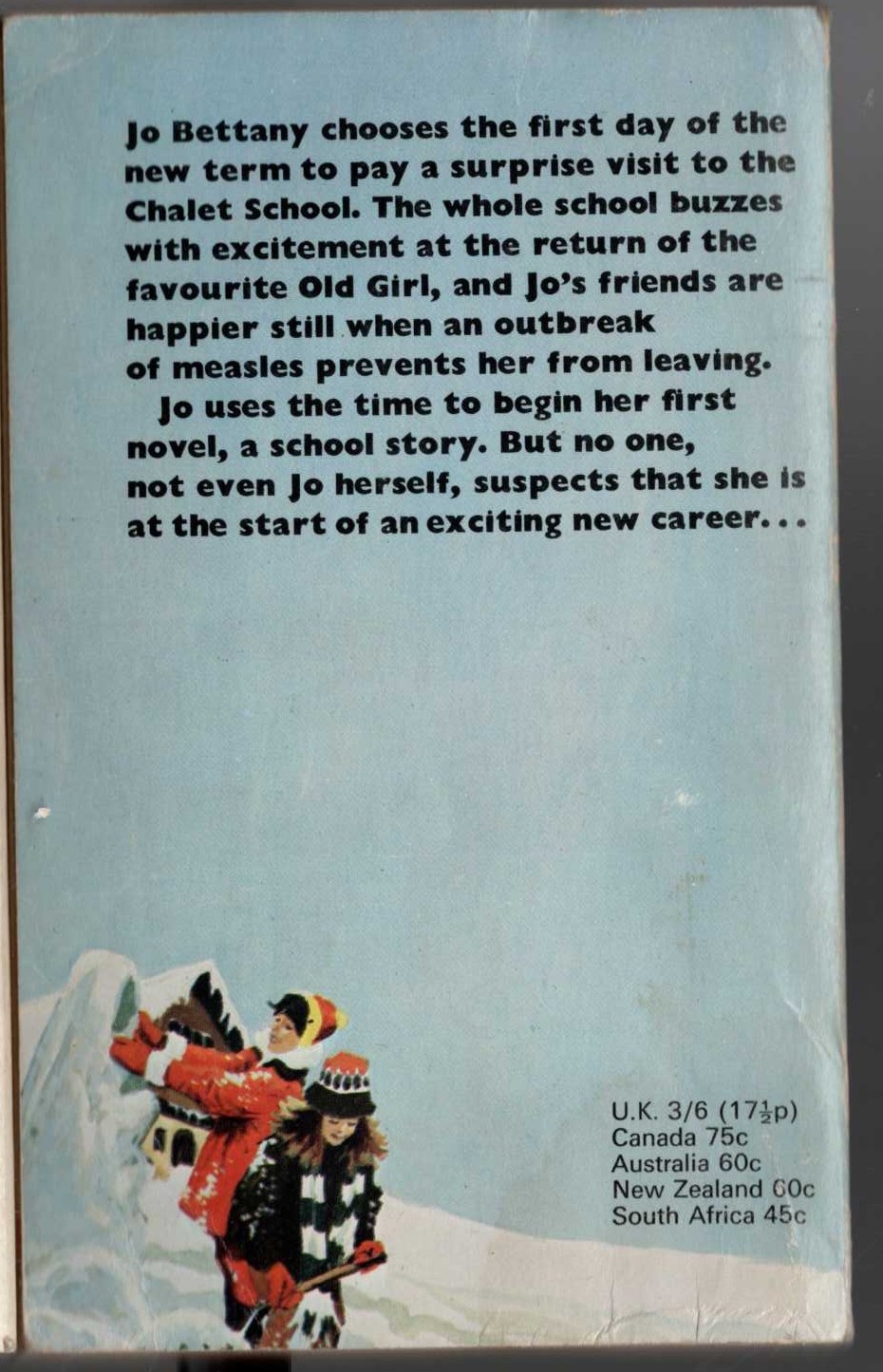Elinor M. Brent-Dyer  JO RETURNS TO THE CHALET SCHOOL magnified rear book cover image