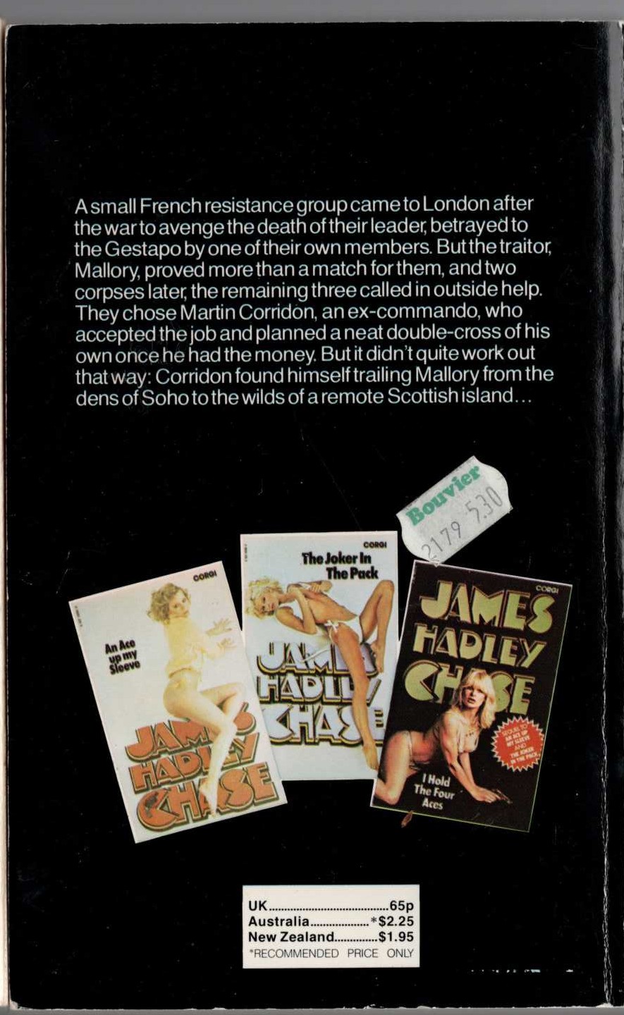 James Hadley Chase  MALLORY magnified rear book cover image