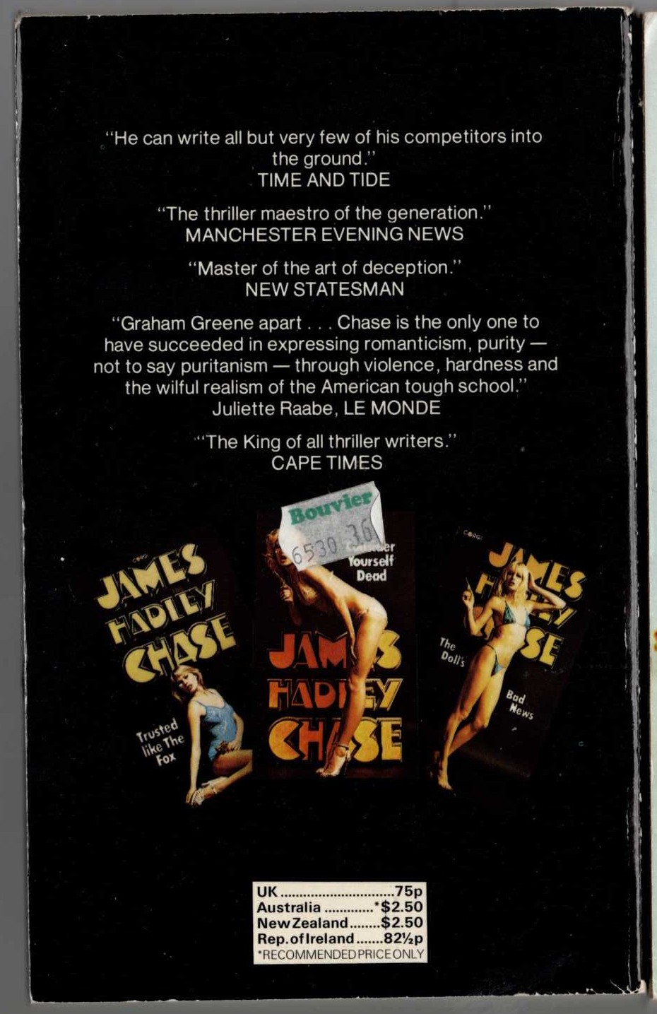 James Hadley Chase  TELL IT TO THE BIRDS magnified rear book cover image