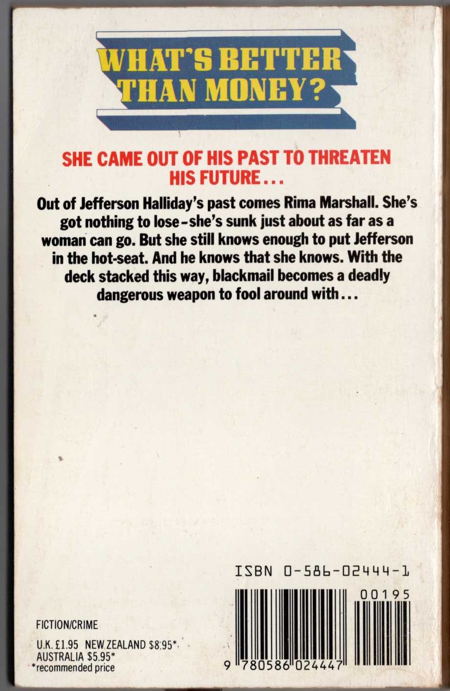 James Hadley Chase  WHAT'S BETTER THAN MONEY? magnified rear book cover image