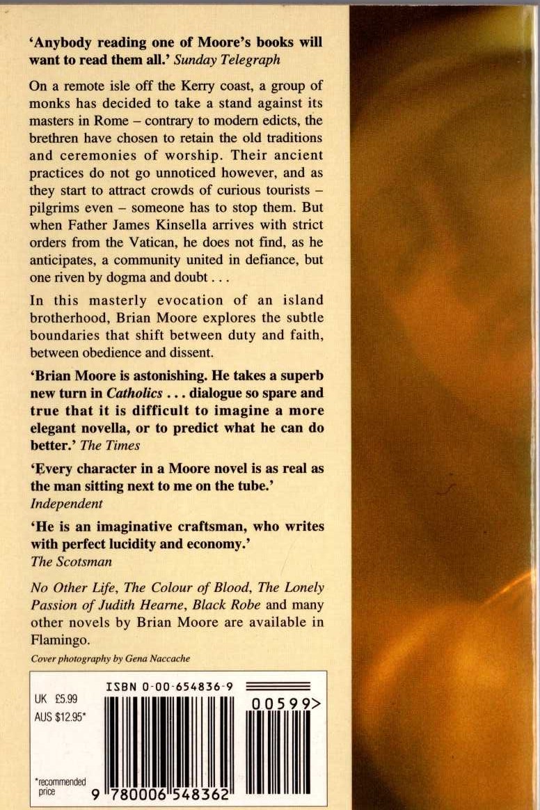 Brian Moore  CATHOLICS magnified rear book cover image