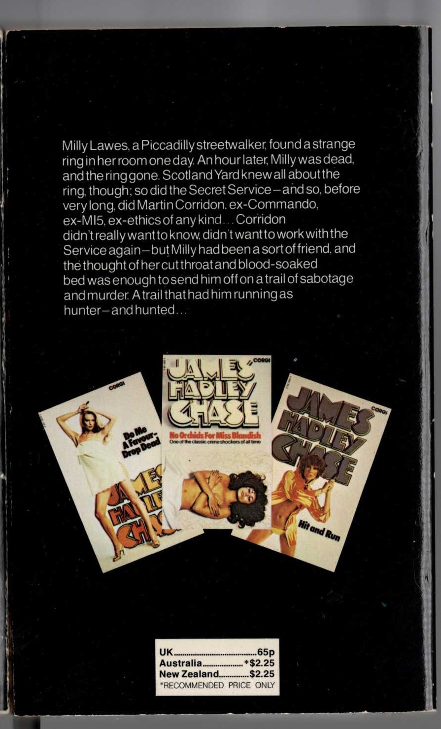 James Hadley Chase  WHY PICK ON ME? magnified rear book cover image