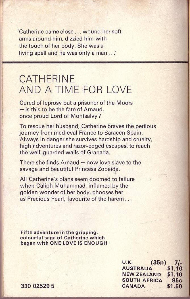 Juliette Benzoni  CATHERINE AND A TIME FOR LOVE magnified rear book cover image