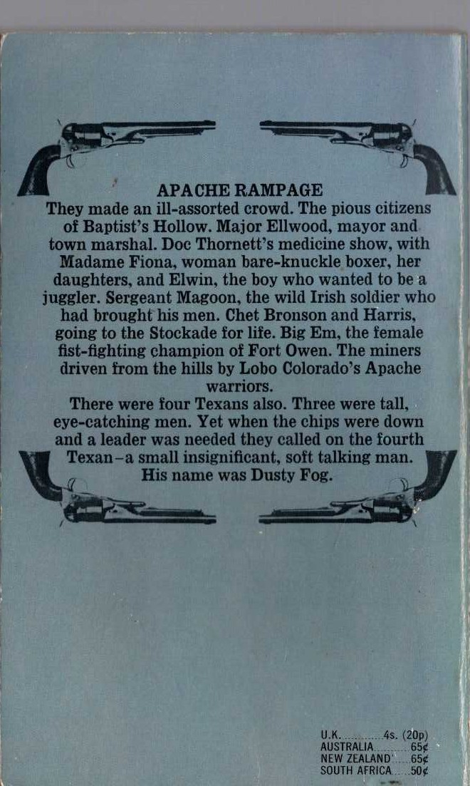 J.T. Edson  APACHE RAMPAGE magnified rear book cover image