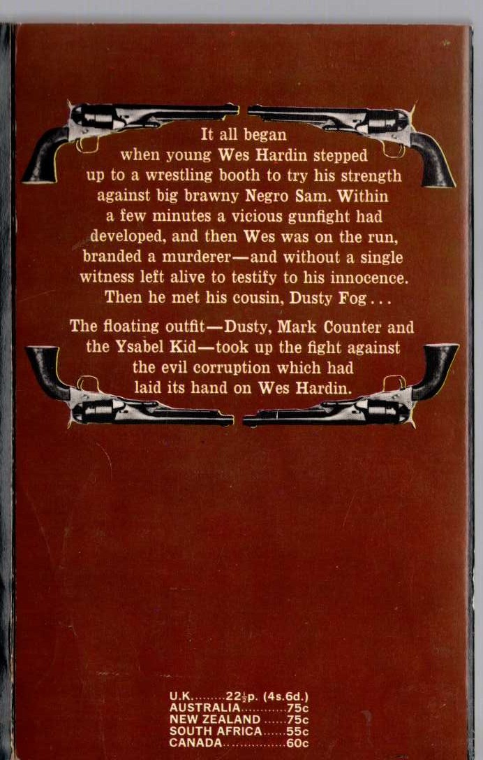 J.T. Edson  THE HOODED RIDERS magnified rear book cover image