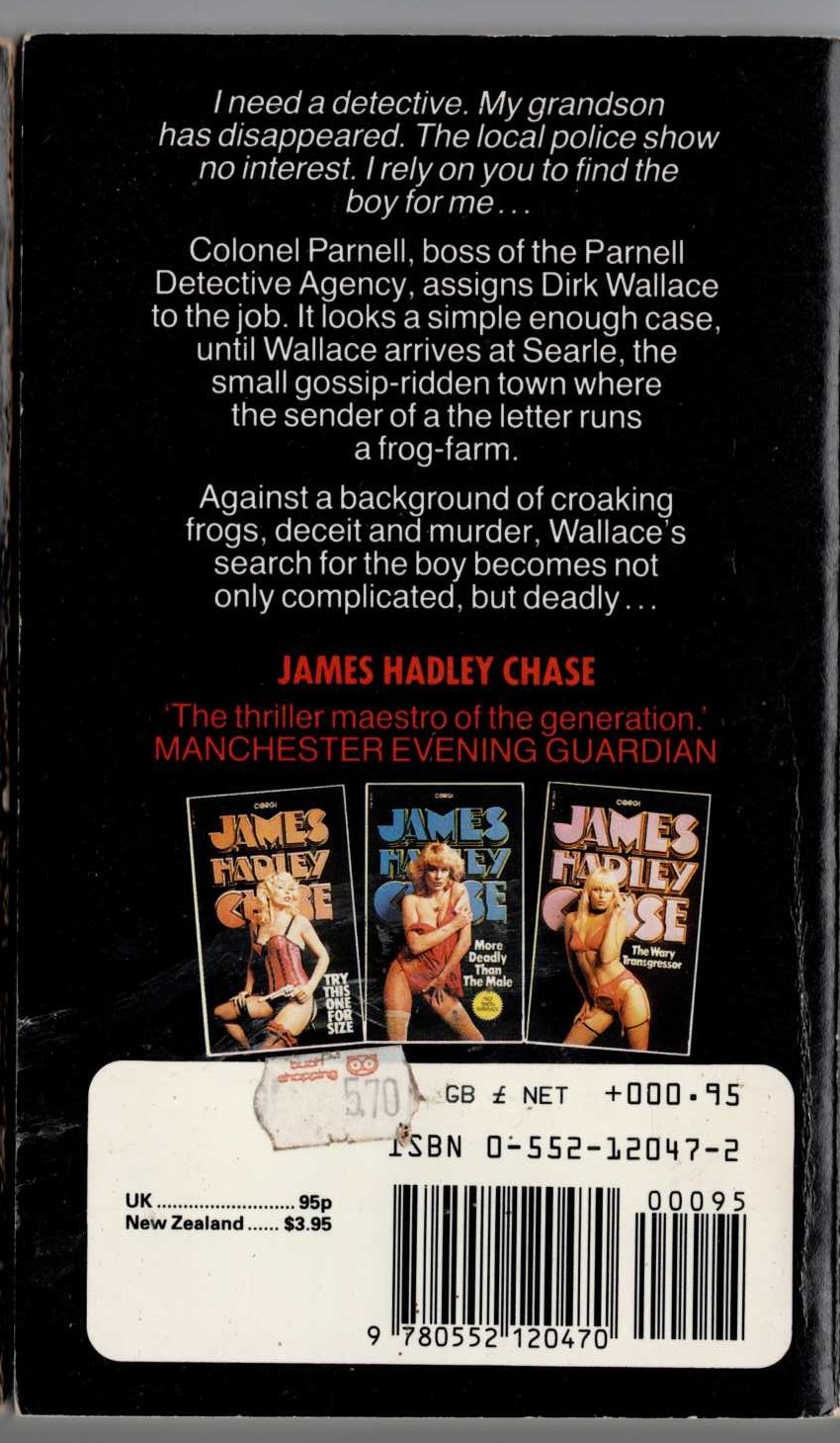 James Hadley Chase  HAND ME A FIG LEAF magnified rear book cover image