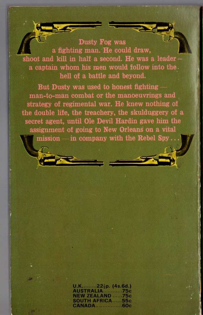 J.T. Edson  THE REBEL SPY magnified rear book cover image