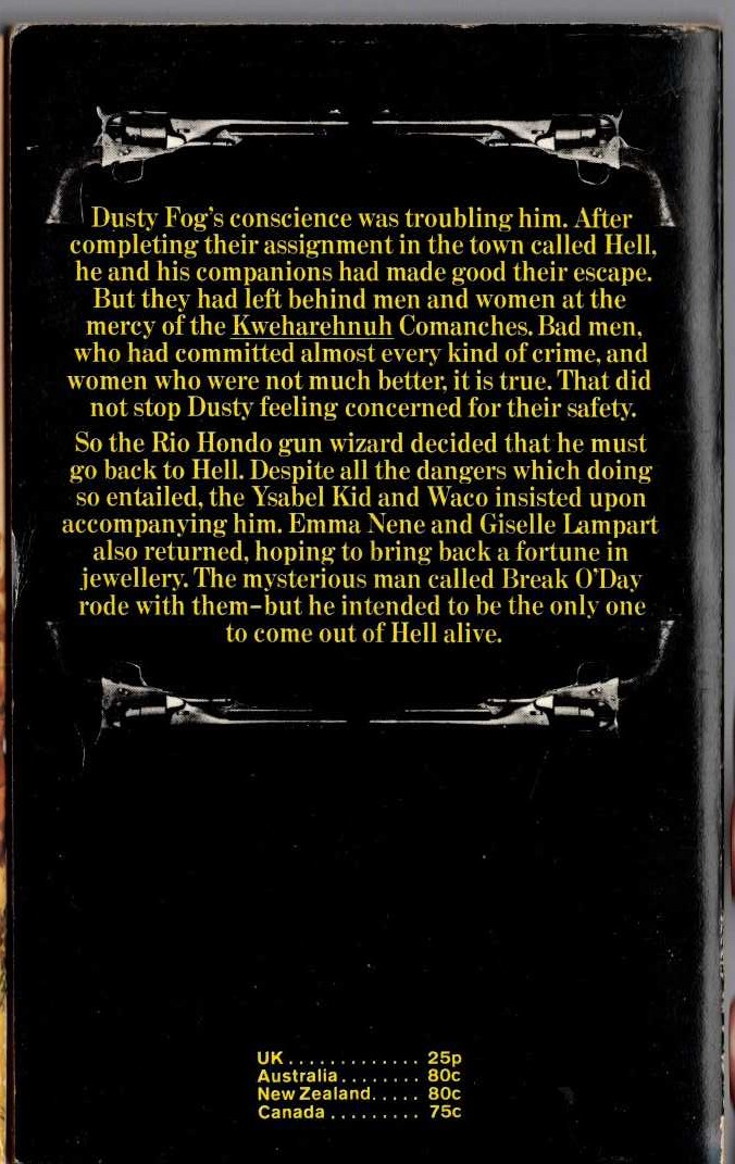 J.T. Edson  GO BACK TO HELL magnified rear book cover image
