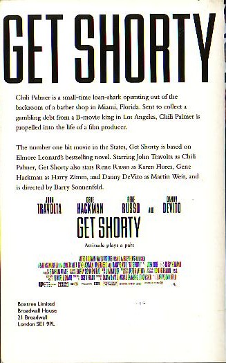 Scott Frank  GET SHORTY (Travolta/ Hackman/ DeVito/ Russo) [Screenplay] magnified rear book cover image