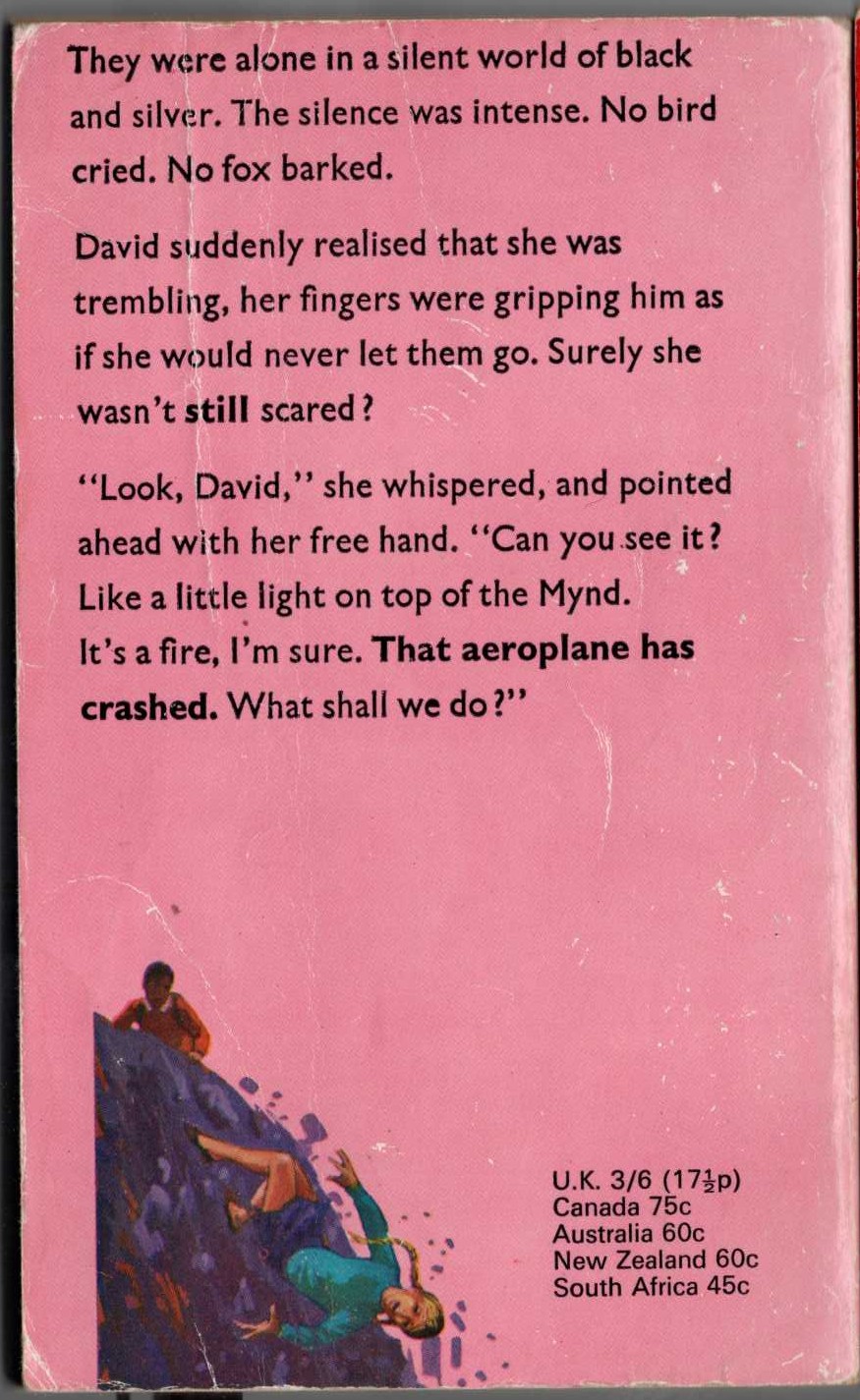 Malcolm Saville  THE NEGLECTED MOUNTAIN magnified rear book cover image
