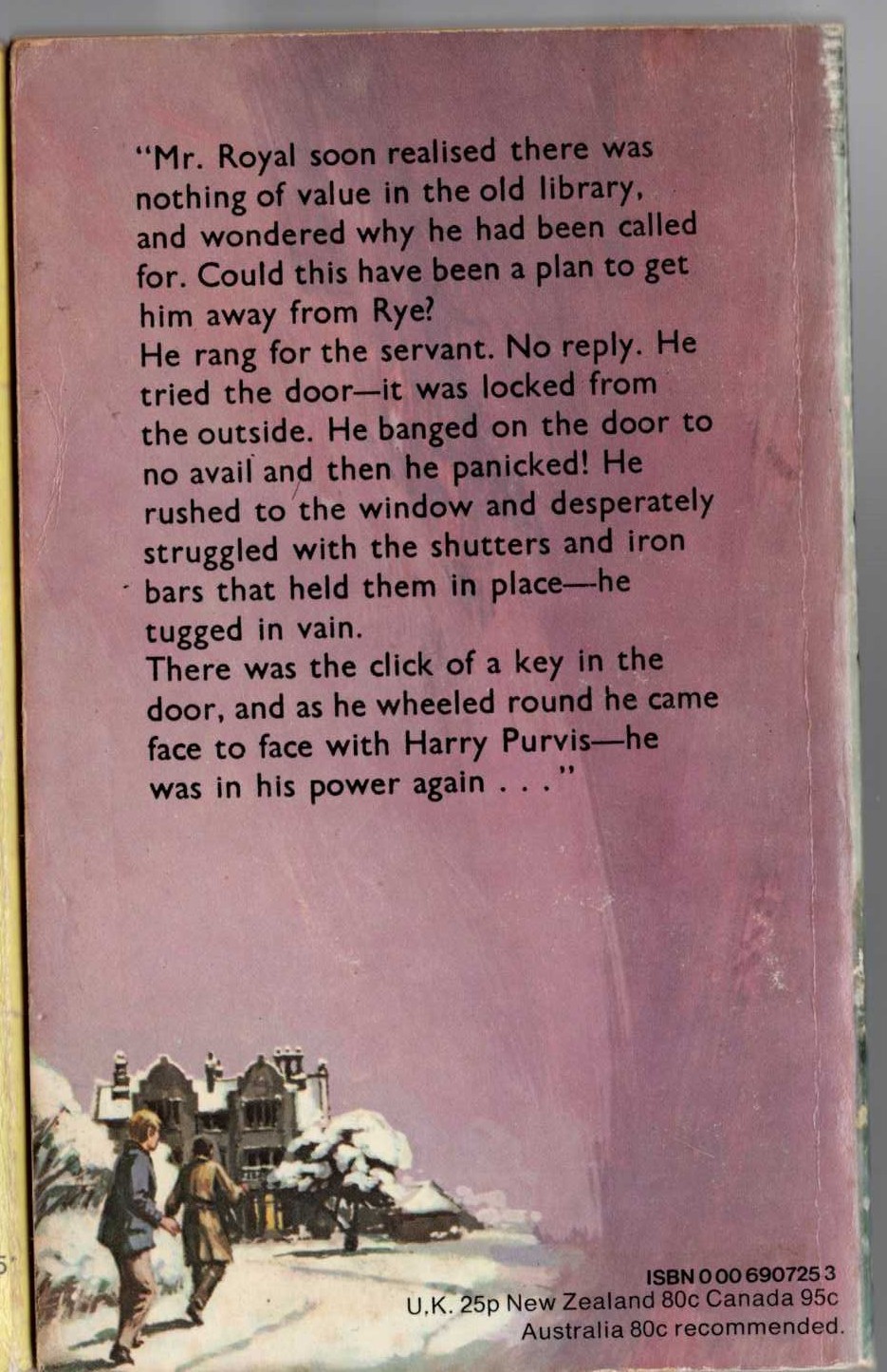 Malcolm Saville  RYE ROYAL magnified rear book cover image