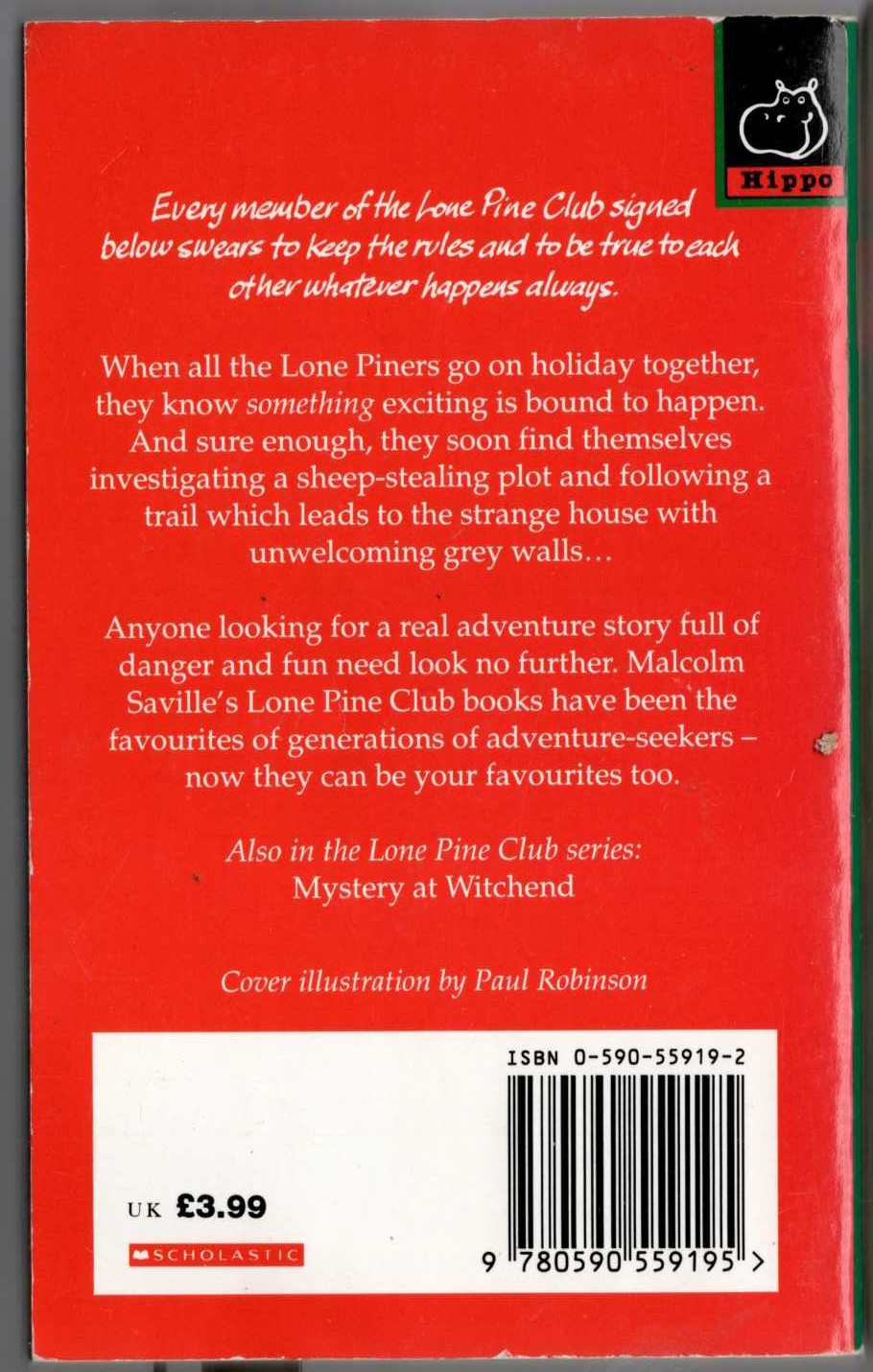 Malcolm Saville  THE SECRET OF GREY WALLS magnified rear book cover image