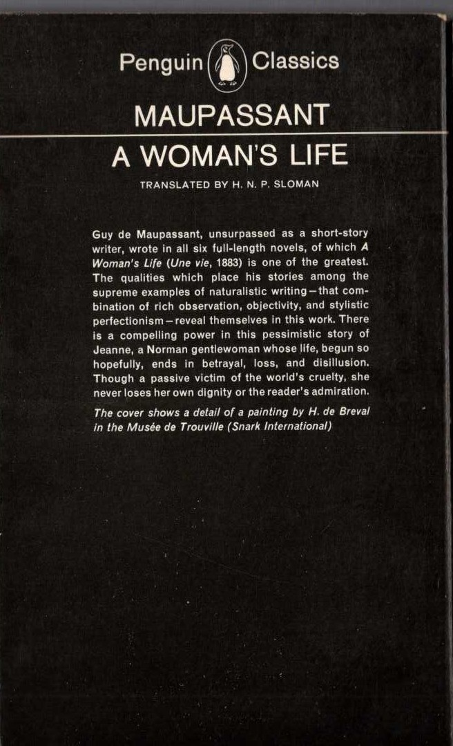 Guy De Maupassant  A WOMAN'S LIFE magnified rear book cover image