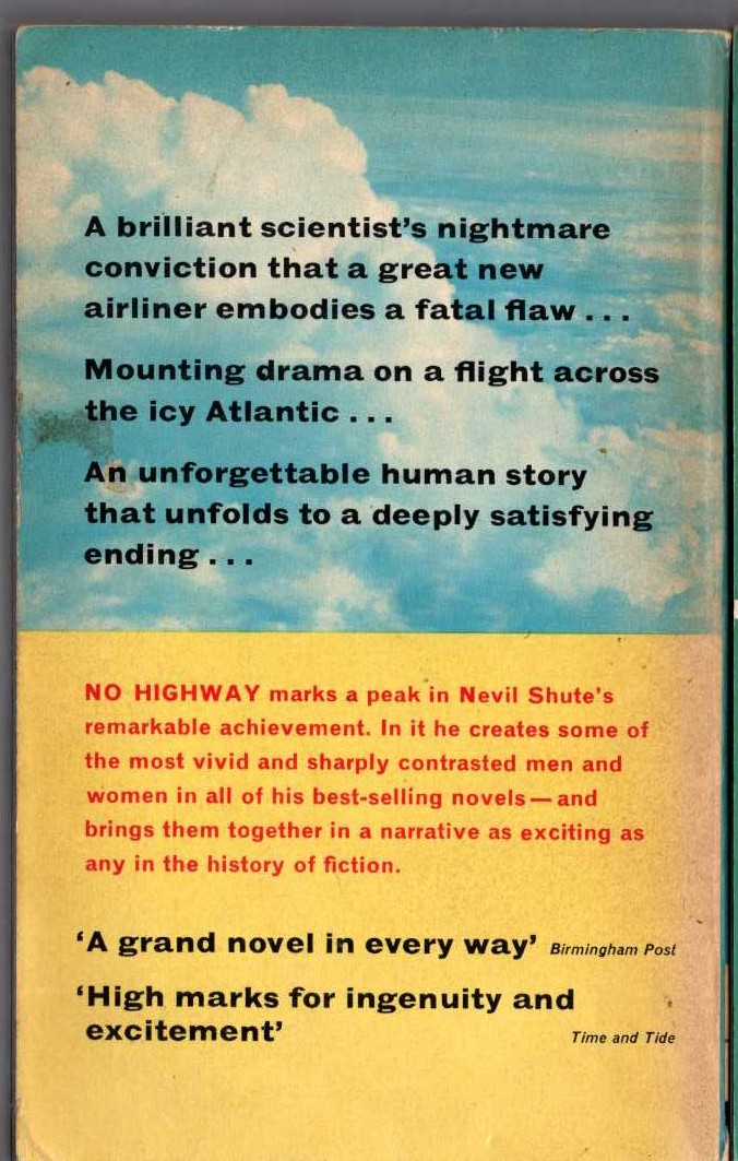 Nevil Shute  NO HIGHWAY magnified rear book cover image