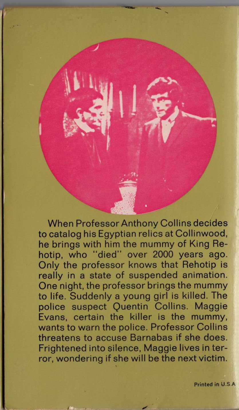 Marilyn Ross  BARNABAS, QUENTIN AND THE MUMMY'S CURSE magnified rear book cover image