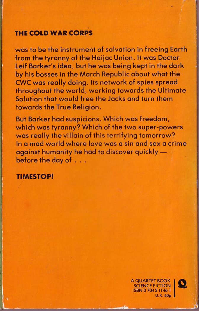 Philip Jose Farmer  TIMESTOP! magnified rear book cover image