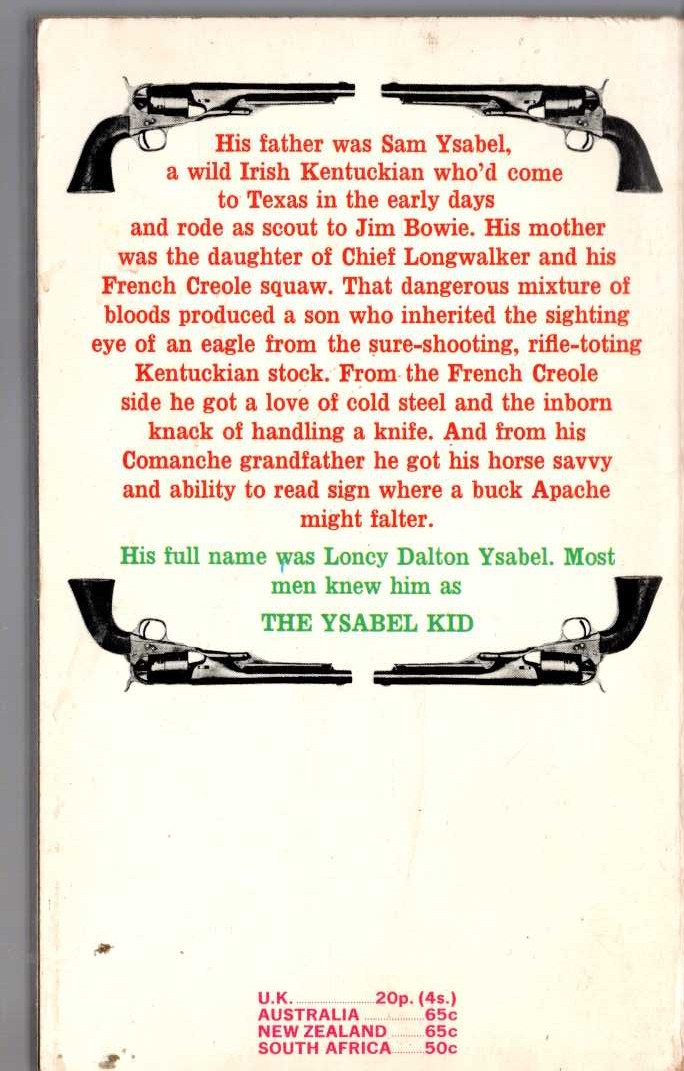 J.T. Edson  THE YSABEL KID magnified rear book cover image