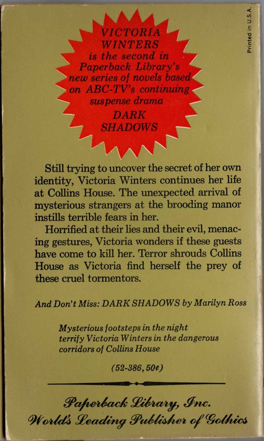 Marilyn Ross  VICTORIA WINTERS magnified rear book cover image