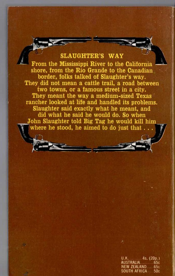J.T. Edson  SLAUGHTERS'S WAY magnified rear book cover image
