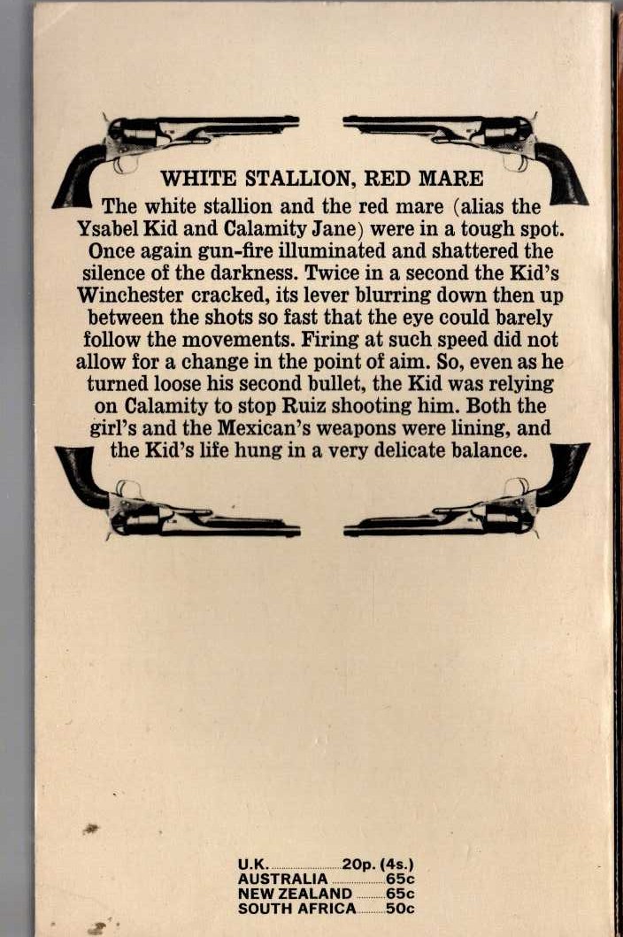 J.T. Edson  WHITE STALLION, RED MARE magnified rear book cover image