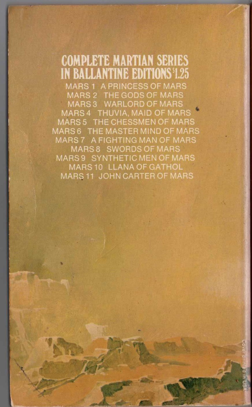 Edgar Rice Burroughs  SWORDS OF MARS magnified rear book cover image