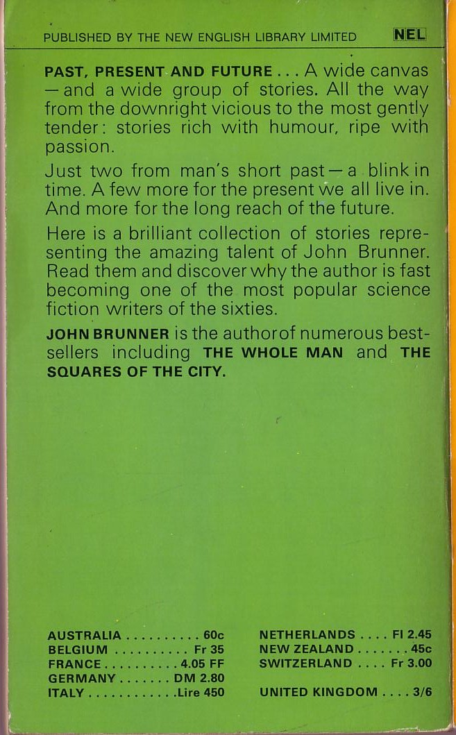 John Brunner  OUT OF MY MIND magnified rear book cover image