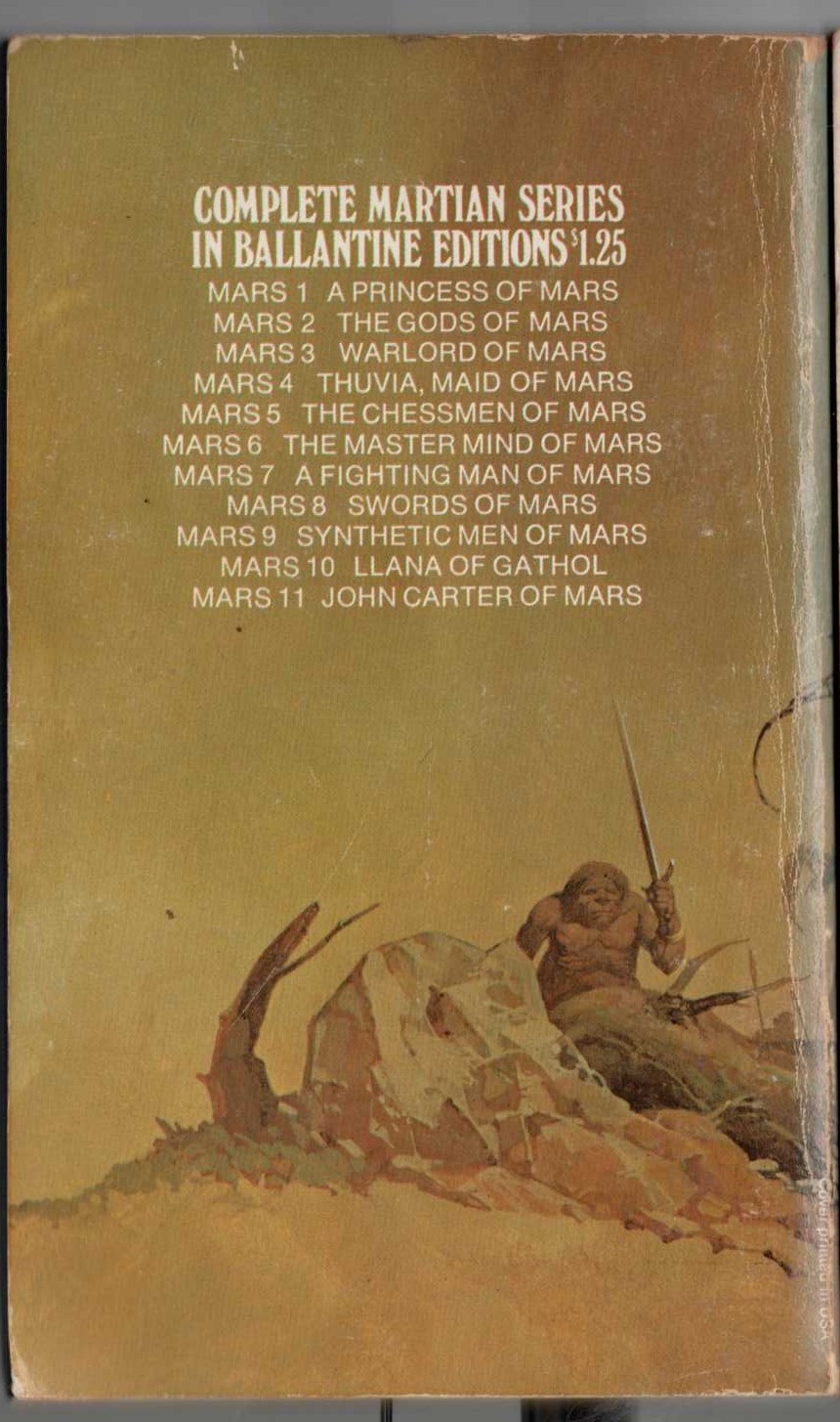 Edgar Rice Burroughs  SYNTHETIC MEN OF MARS magnified rear book cover image