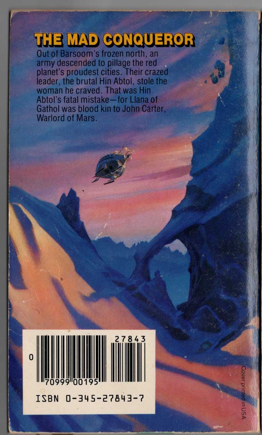 Edgar Rice Burroughs  LLANA OF GATHOL magnified rear book cover image