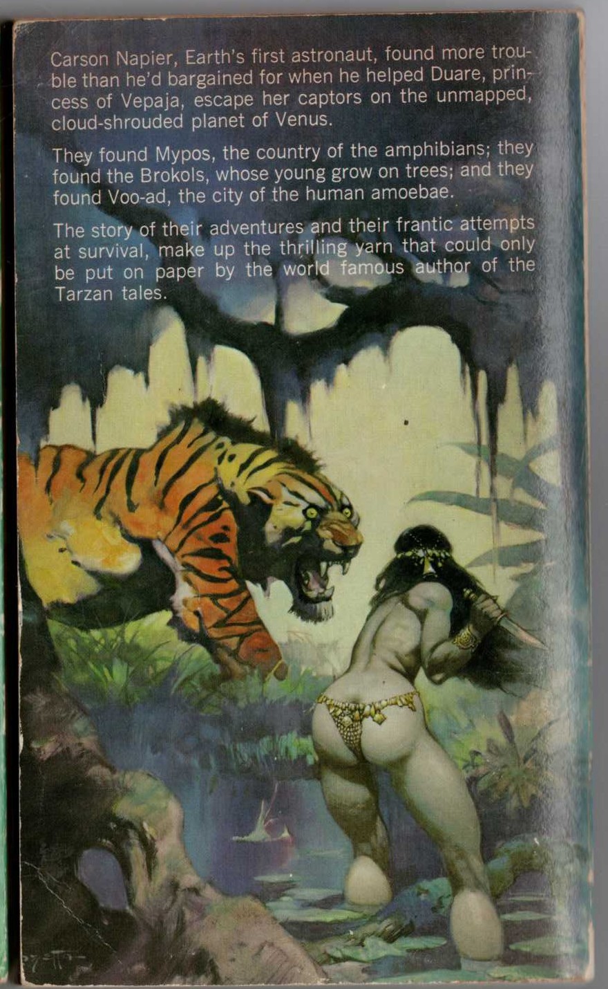 Edgar Rice Burroughs  ESCAPE ON VENUS magnified rear book cover image