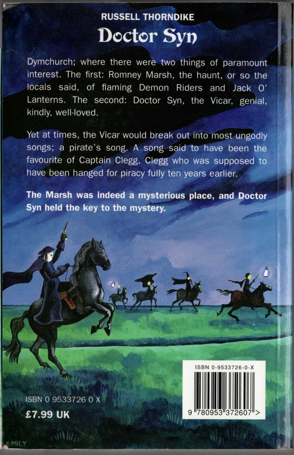 Russell Thorndike  DOCTOR SYN magnified rear book cover image