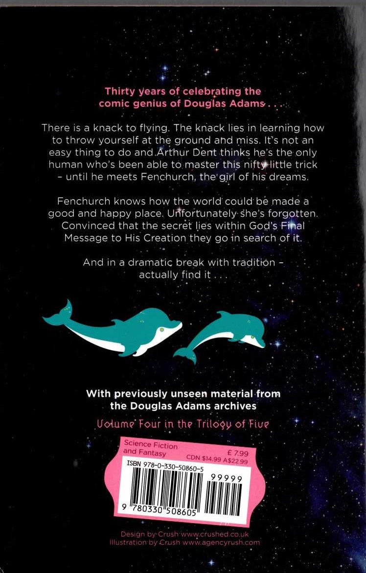 Douglas Adams  SO LONG, AND THANKS FOR ALL THE FISH magnified rear book cover image