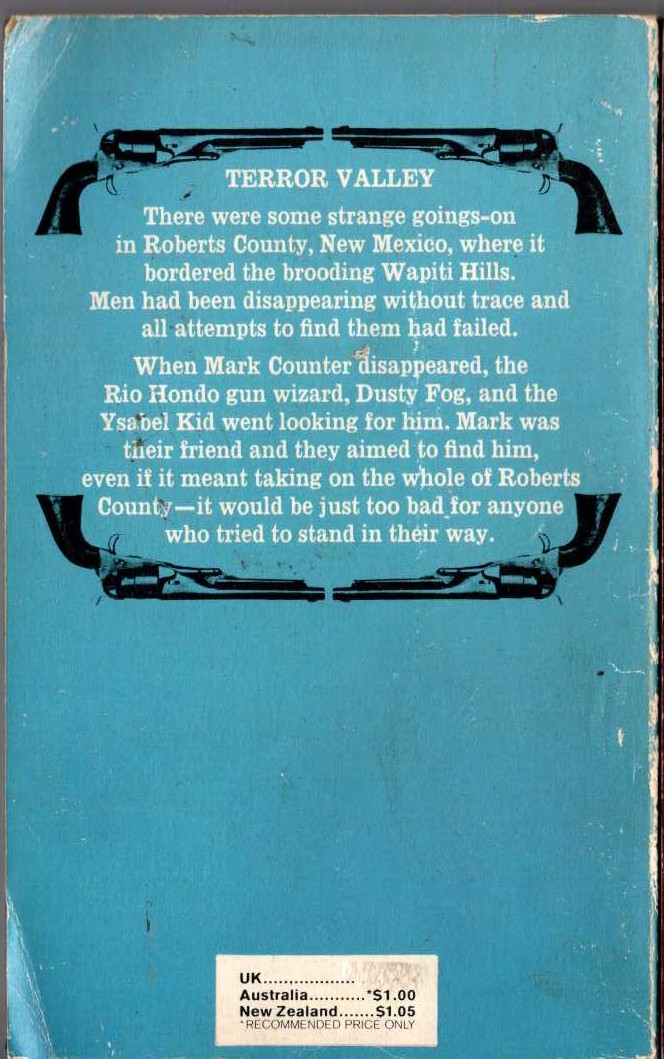 J.T. Edson  TERROR VALLEY magnified rear book cover image