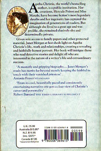 (Janet Morgan) AGATHA CHRISTIE. A Biography magnified rear book cover image