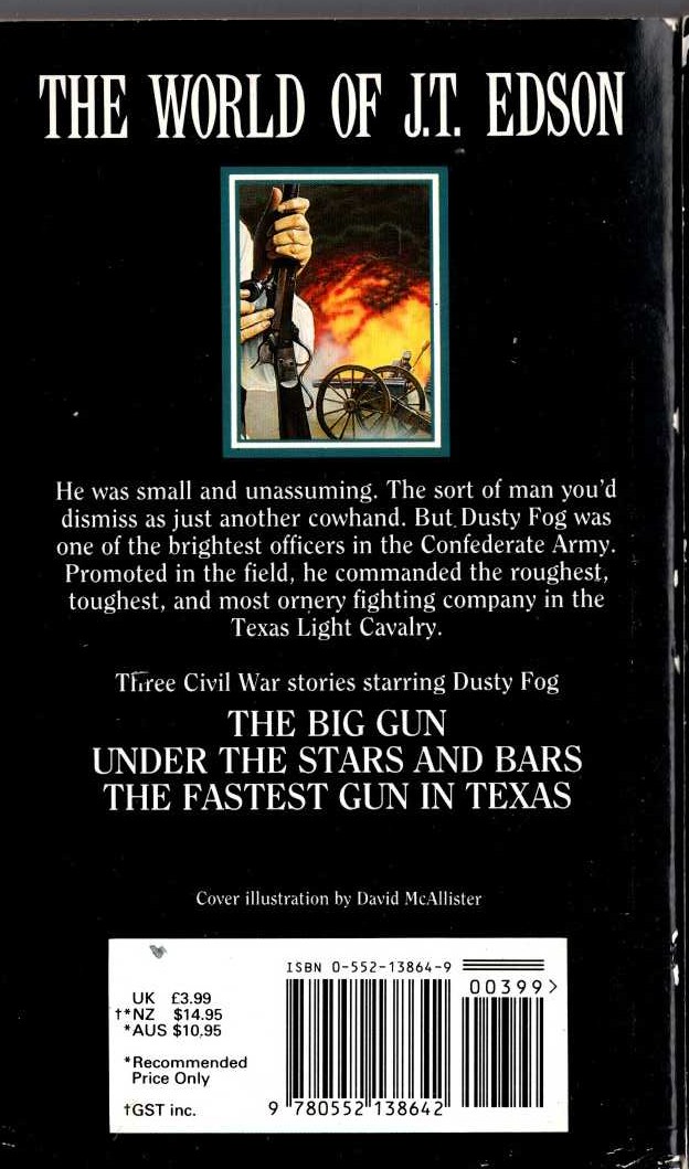 J.T. Edson  OMNIBUS Volume 10: THE BIG GUN/ UNDER THE STARS AND BARS/ THE FASTEST GUN IN TEXAS magnified rear book cover image