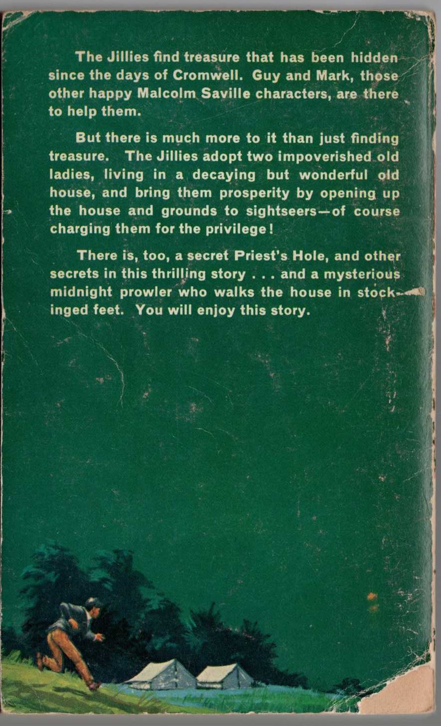 Malcolm Saville  THE AMBERMERE TREASURE magnified rear book cover image