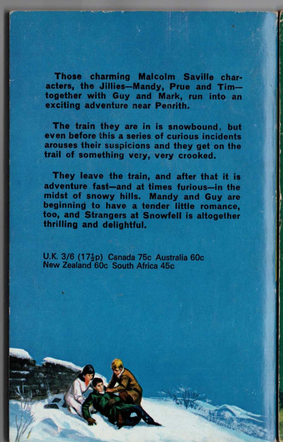 Malcolm Saville  STRANGERS AT SNOWFELL magnified rear book cover image