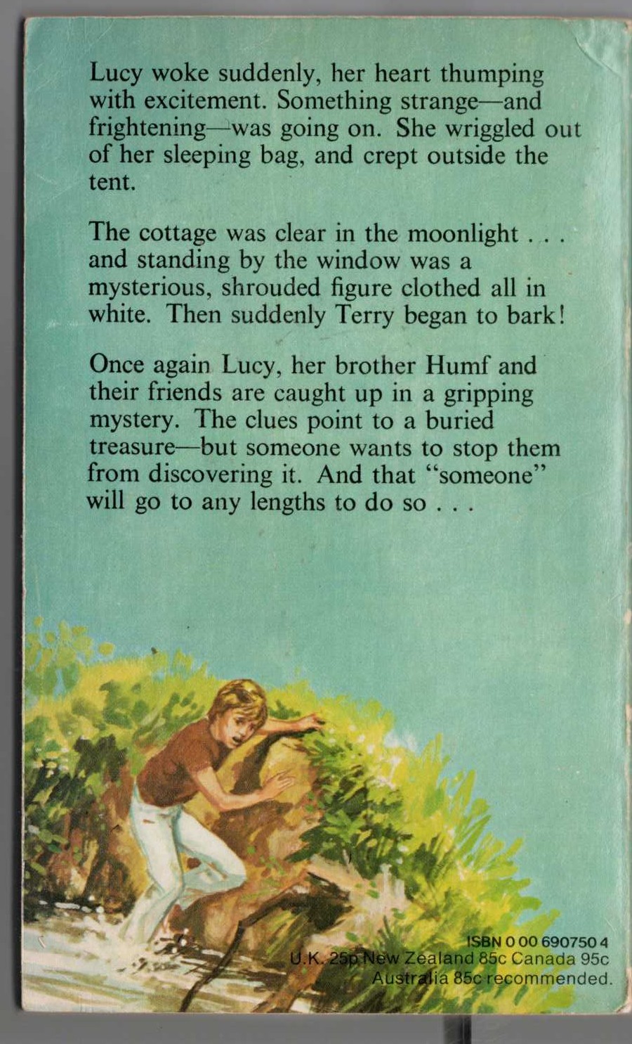 Malcolm Saville  THE ROMAN TREASURE MYSTERY magnified rear book cover image