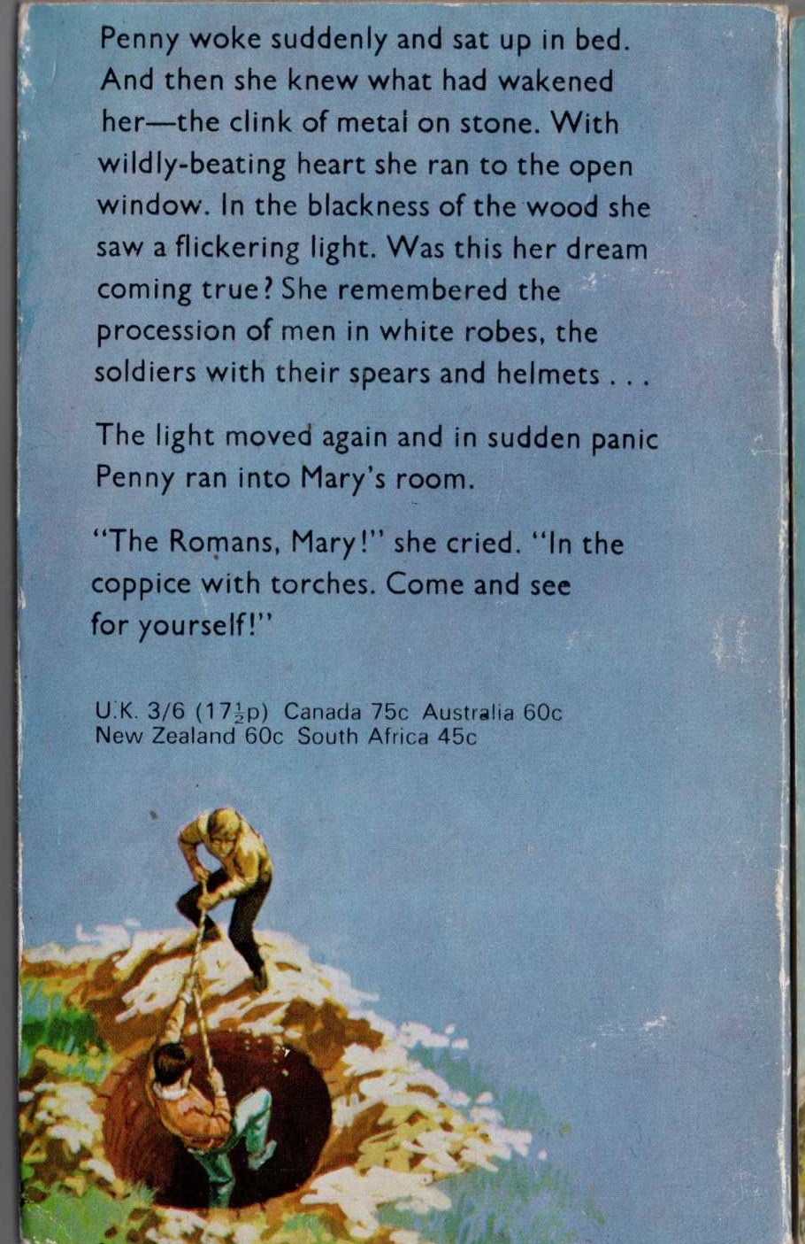 Malcolm Saville  TREASURE AT AMORYS magnified rear book cover image