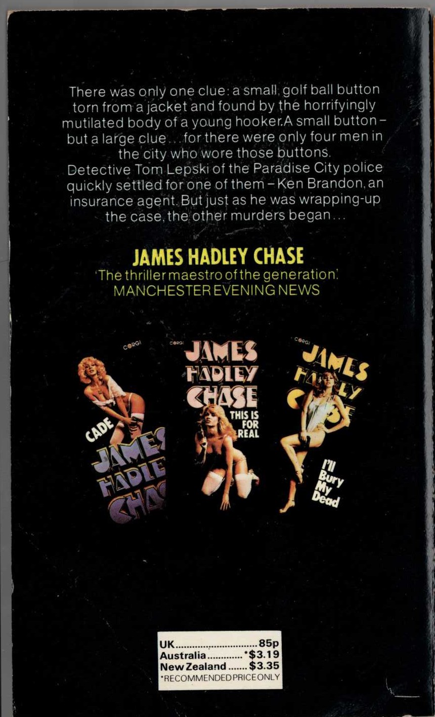 James Hadley Chase  YOU MUST BE KIDDING magnified rear book cover image