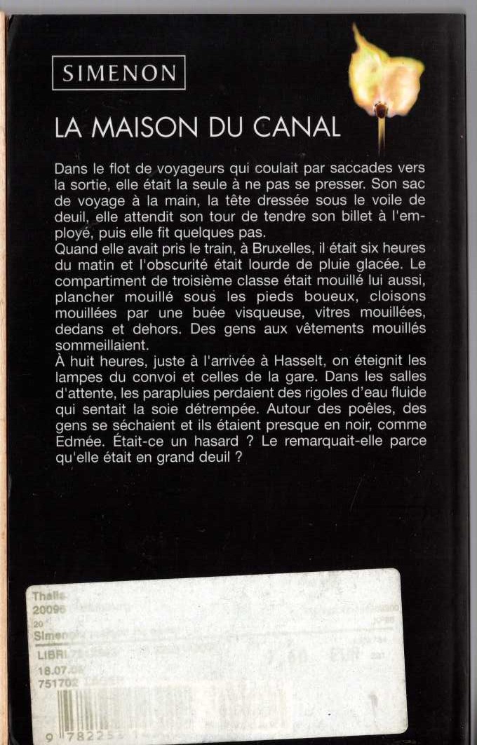 Georges Simenon  LA MAISON DU CANAL magnified rear book cover image