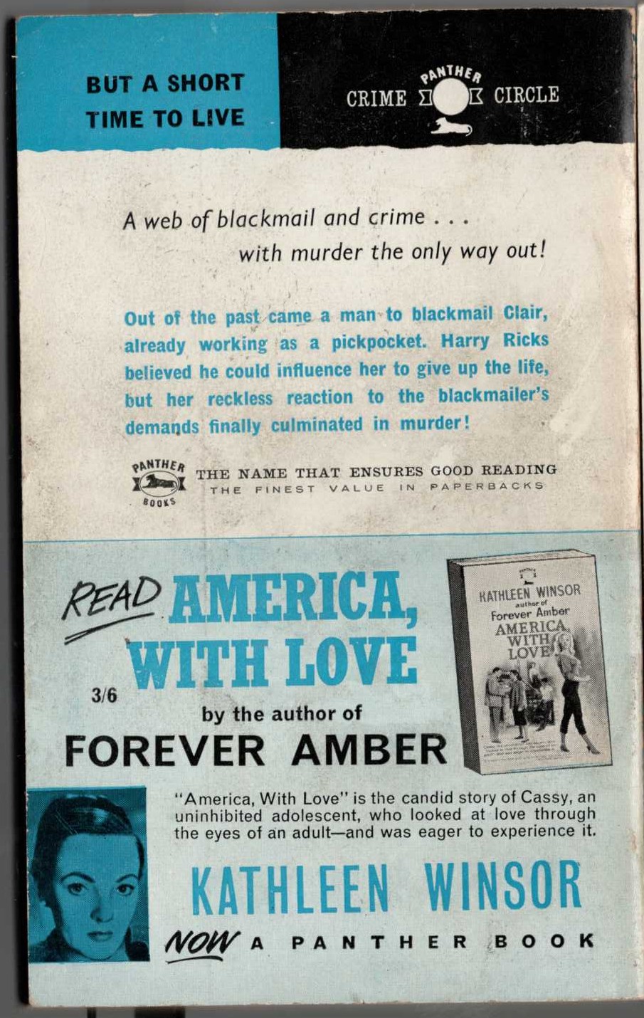 James Hadley Chase  BUT A SHORT TIME TO LIVE magnified rear book cover image