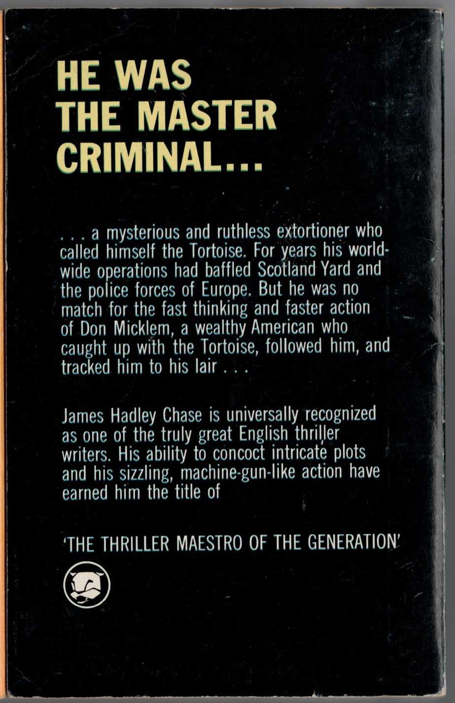 James Hadley Chase  MISSION TO SIENA magnified rear book cover image